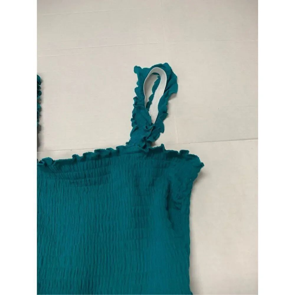 Turquoise Layered Ruffle Maxi Dress - Picture 3 of 6